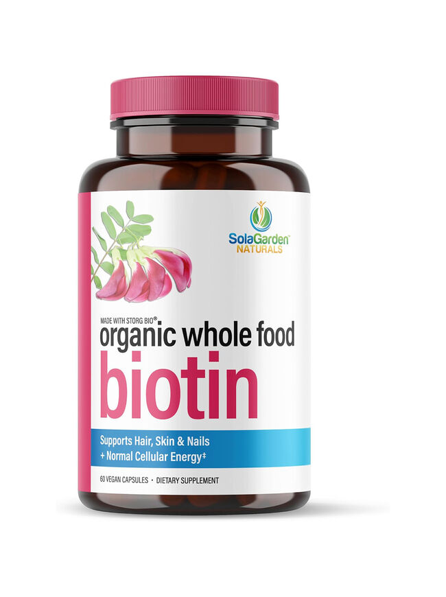 Whole Food Biotin Supplement, May Support Hair, Skin and Nails. 60 Capsules.