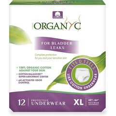 Organyc Bladder Control Underwear for Women - X-Large, 12 Count, Organic Cotton, No Leaks, No Odor, No Irritation