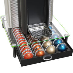 DecoBrothers Crystal Tempered Glass Vertuo Pod Holder Drawer, 24 Large or 48 Small Nespresso Capsule Organizer