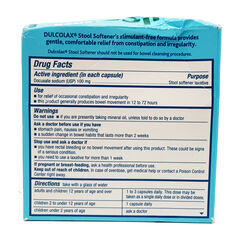 Dulcolax Stool Softener Laxative Liquid Gel Capsules, Docusate Sodium 100 mg, 100 Count Exp 04/2027