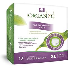Organyc Bladder Control Underwear for Women - X-Large, 12 Count, Organic Cotton, No Leaks, No Odor, No Irritation