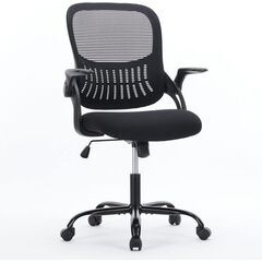 Office Computer Desk Chair - Ergonomic Mid-Back - Black