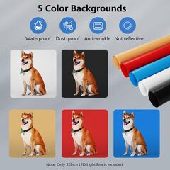 Photo Studio Light Box for Photography: Takerers 32x32 Inch 210 LED Large Lightbox for Product with 3 Stepless Dimming Light Panel, Professional Background Shooting Tent with 5 Color Backdrops