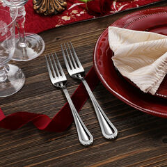 KEAWELL Pearl Edge 4-Piece Premium Fork Set, 18/10 Stainless Steel, Fine Silverware with Mirror Finish, Dishwasher Safe (4, 8" Dinner Forks)