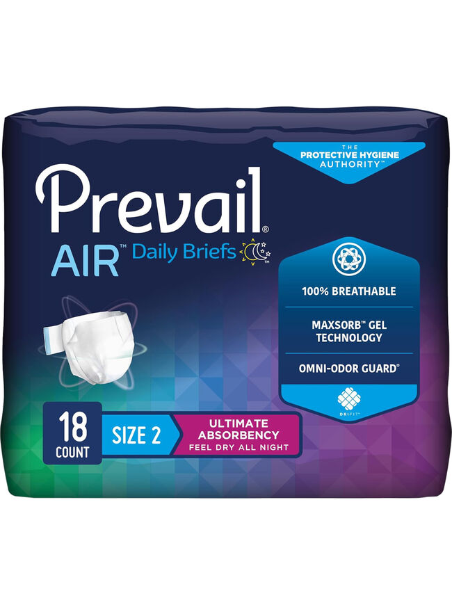 Prevail Breezers 360: Ultimate Absorbency Briefs, Size 2, 4x18 (72 Count)