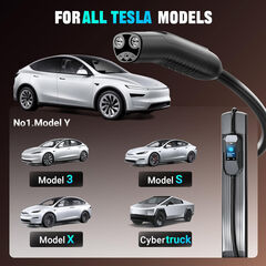 Tera 2025 New EV Charger for Tesla 32A 2.8" Largest Display ETL FCC 25FT NACS Level 2 NEMA 14-50 Plug & NEMA 5-15 for Level 1 Waterproof Patent IP66 Portable EV Charger for Tesla Model Y/3/S/X P06
