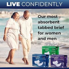 LivDry EnduraDry Max Adult Diapers with Tabs, Up to 12-Hours, Super Absorbent Incontinence Underwear, Leak Protection Briefs, Medium, 16-Pack