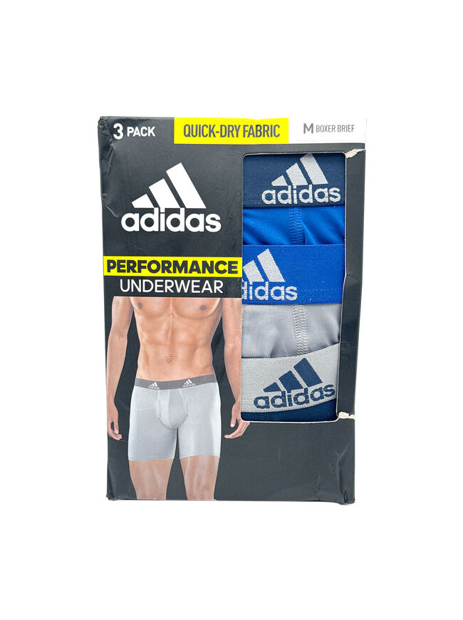 adidas Men's Performance Boxer Brief Underwear - 3-Pack (Royal Blue / Grey / Navy Blue)