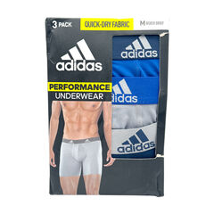 adidas Men's Performance Boxer Brief Underwear - 3-Pack (Royal Blue / Grey / Navy Blue)