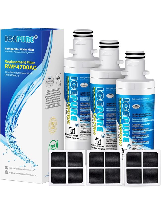ICEPURE RWF4700AC Replacement for LG LT1000P MDJ64844601 ADQ74793501 LT1000PC, Kenmore Elite 9980 ADQ74793502 LRFXC2416S LRFVS3006S LRMDS3006S LFXS28596S Refrigerator and LT120F Air Filter 3PACK