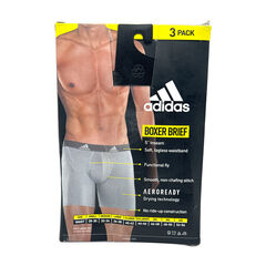 adidas Men's Performance Boxer Brief Underwear - 3-Pack (Royal Blue / Grey / Navy Blue)