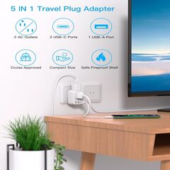US to Japan Plug Adapter, HANYCONY Japan Power Travel Adpter with 2 Outlets 3 USB Ports(2 USB C), Type A Plug Adapter for Amercian USA to Japanese China Canada Mexico Philippines Peru