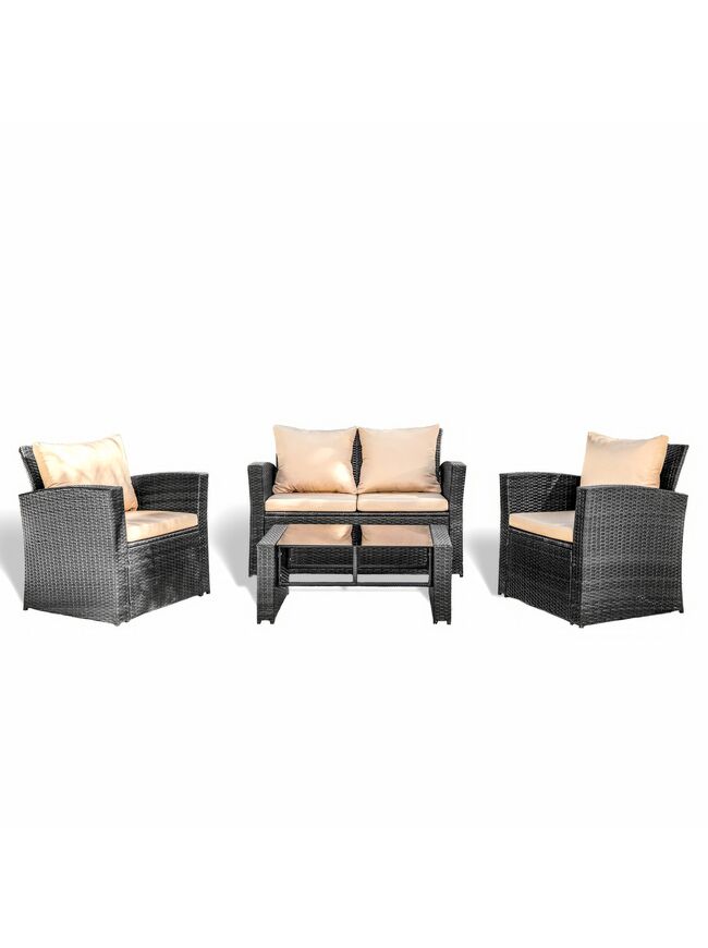 4 Piece Premium Patio Furniture Wicker Conversation Set