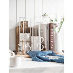 LE TAUCI Stackable Coffee Mugs with Rack, 12 oz - Set of 4, Arctic white