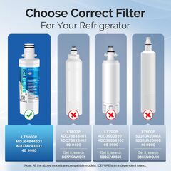 ICEPURE RWF4700AC Replacement for LG LT1000P MDJ64844601 ADQ74793501 LT1000PC, Kenmore Elite 9980 ADQ74793502 LRFXC2416S LRFVS3006S LRMDS3006S LFXS28596S Refrigerator and LT120F Air Filter 3PACK
