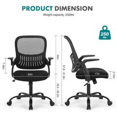 Office Computer Desk Chair - Ergonomic Mid-Back - Black