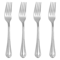 KEAWELL Pearl Edge 4-Piece Premium Fork Set, 18/10 Stainless Steel, Fine Silverware with Mirror Finish, Dishwasher Safe (4, 8" Dinner Forks)
