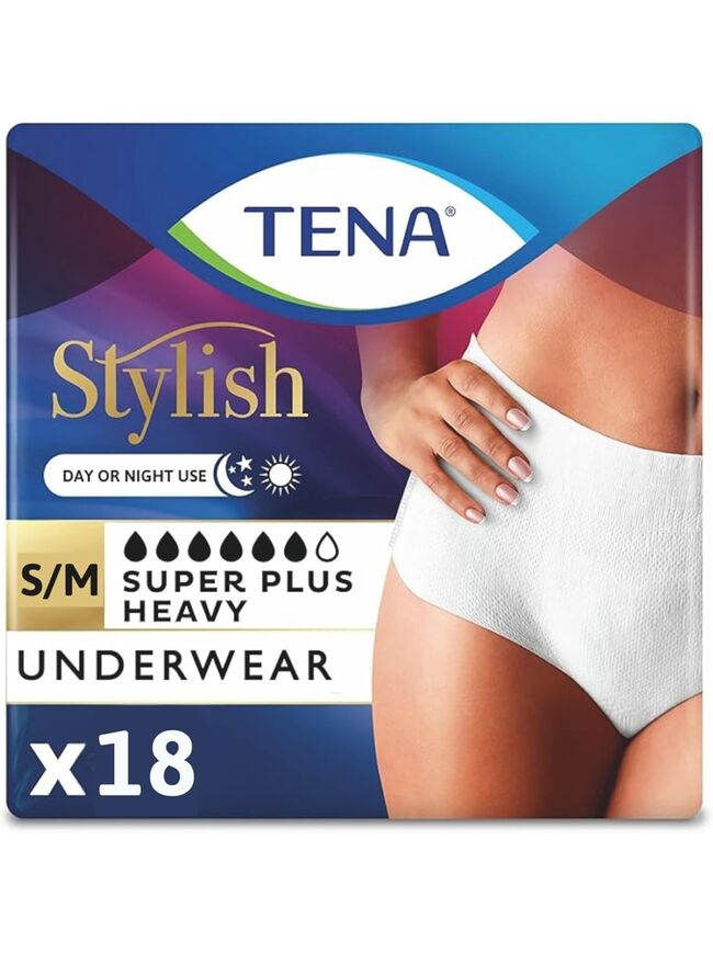 Tena Incontinence Underwear for Women, Super Plus Absorbency, Small/Medium, 18 Count