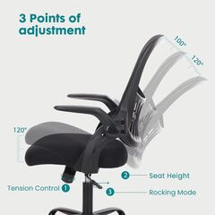 Office Computer Desk Chair - Ergonomic Mid-Back - Black