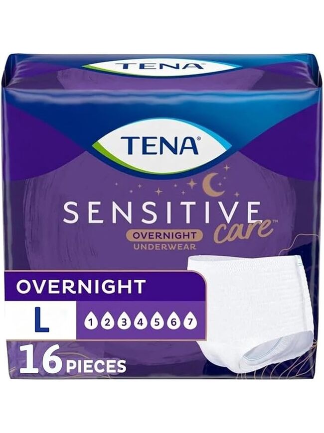 Tena Sensitive Care Overnight Incontinence Underwear for Women Large. 16 count (New Sizing)