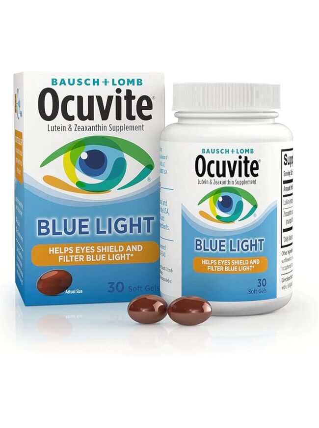 Ocuvite Blue Light Lutein & Zeaxanthin Supplement, Eye Vitamin for Eye Strain, Vision & Ocular Health Support, Softgels for Screen & Sunlight Exposure, 30 Softgels