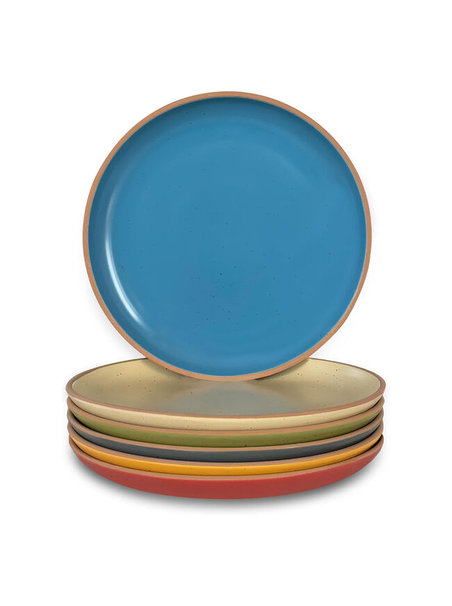 Mora Ceramic Artisan Matte Plates Set, 7.8 in - Set of 6 - The Dessert, Salad, Appetizer, Small Dinner etc Plate. Microwave, Oven, and Dishwasher Safe, Scratch Resistant. Kitchen Porcelain Dish