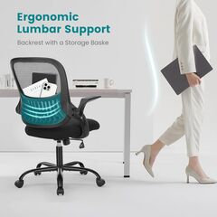 Office Computer Desk Chair - Ergonomic Mid-Back - Black