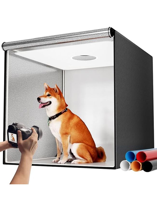 Photo Studio Light Box for Photography: Takerers 32x32 Inch 210 LED Large Lightbox for Product with 3 Stepless Dimming Light Panel, Professional Background Shooting Tent with 5 Color Backdrops