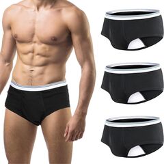 Carer Mens Incontinence Underwear Washable 3 Pack Cotton Reusable Incontinence Boxers Briefs for Men Built in Cotton Pad for Bladder Leakage 150ML, 4X-Large