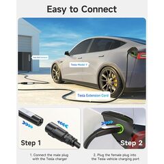 SEGUMA EV Charger Extension Cable for Tesla Charger (40Amp 21ft 240V 9.6kW), EV Extension Cord for Level 1 Level 2 Tesla Home Mobile Charger/Wall Connector, NACS Extension Cord for Tesla Y/X/3/S/Cyber-truck