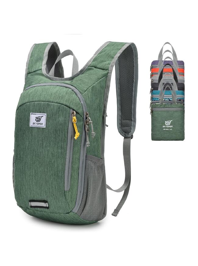 SKYSPER Small Daypack 10L Hiking Backpack Packable Lightweight Travel Day Pack for Women Men ( Green)