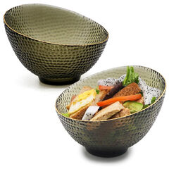 TOSSOW Glass Bowl Set of 2 Clear Glass Fruit Bowl 600ml/20oz Big Mixing Bowl All Purpose Round Serving Bowl Great for Serving Salad Popcorn Dips Condiments Snack Oatmeal and More (Gray)