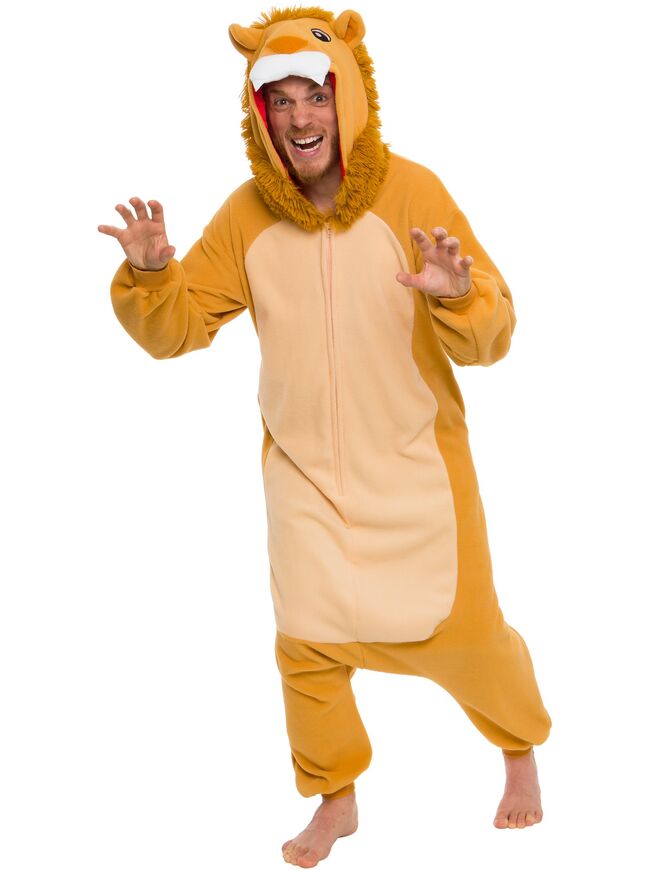 Silver Lilly Plush Lion Costume - Adult One Piece  Animal Pajamas / Onesie
