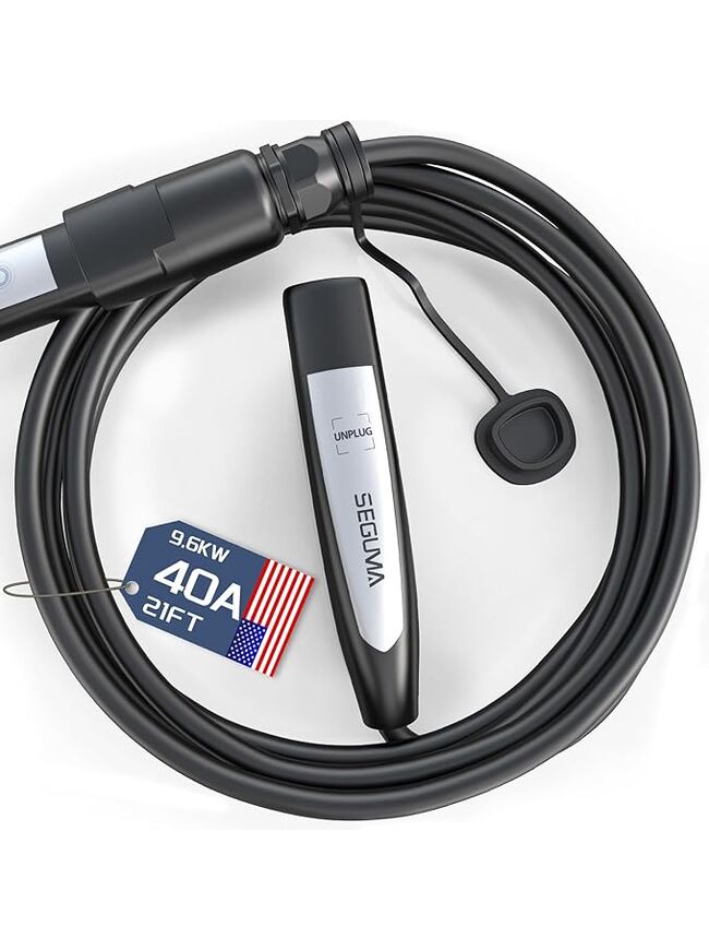 SEGUMA EV Charger Extension Cable for Tesla Charger (40Amp 21ft 240V 9.6kW), EV Extension Cord for Level 1 Level 2 Tesla Home Mobile Charger/Wall Connector, NACS Extension Cord for Tesla Y/X/3/S/Cyber-truck