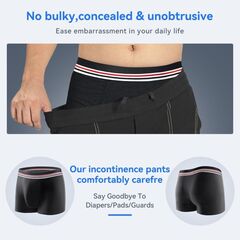 Carer Washable Incontinence Underwear for Men with Front Absorbent 80ml Mens Incontinence Underwear for Bladder Leak Proof Underwear for Men Waterproof Reusable Leakproof Boxer Briefs 5 Pack, Medium