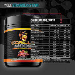 Gorilla Mind Pre Workout - Massive Pumps Laser Focus Energy Power - L-Citrulline, Creatine, L-Tyrosine, Betaine, Hydroprime, Alpha-GPC, 400mg Caffeine, Huperzine A 816g (Strawberry Kiwi)