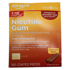 Amazon Basic Care Nicotine Gum 4mg Cinnamon Flavor 160 Pieces **READ**