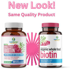 Whole Food Biotin Supplement, May Support Hair, Skin and Nails. 60 Capsules.