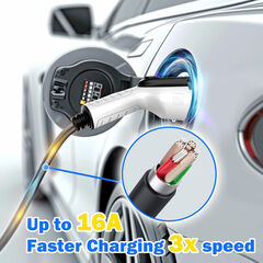 SubSun Level 1 Level2 EV Charger 16 Amp 110-240 V,17 ft Cable, Portable Electric Vehicle Charger with NEMA5-15P & 6-20 Plug Compatible for SAE J1772 EV Cars for Home and Outdoor (White)