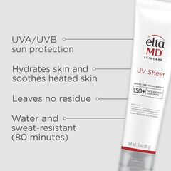 EltaMD UV Sheer Face Sunscreen, SPF 50+ No White Cast Sunscreen for Face and Body, Zinc Oxide Sunscreen Formula