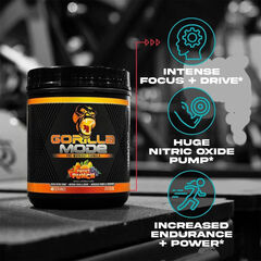 Gorilla Mind Pre Workout - Massive Pumps Laser Focus Energy Power - L-Citrulline, Creatine, L-Tyrosine, Betaine, Hydroprime, Alpha-GPC, 400mg Caffeine, Huperzine A 816g (Strawberry Kiwi)
