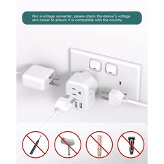 US to UK Ireland Plug Adapter, Addtam Type G Power Adapter with 3 AC Outlets and 3 USB(1 USB C), Travel Essentials for USA to Dubai Scotland British London England Hong Kong Irish