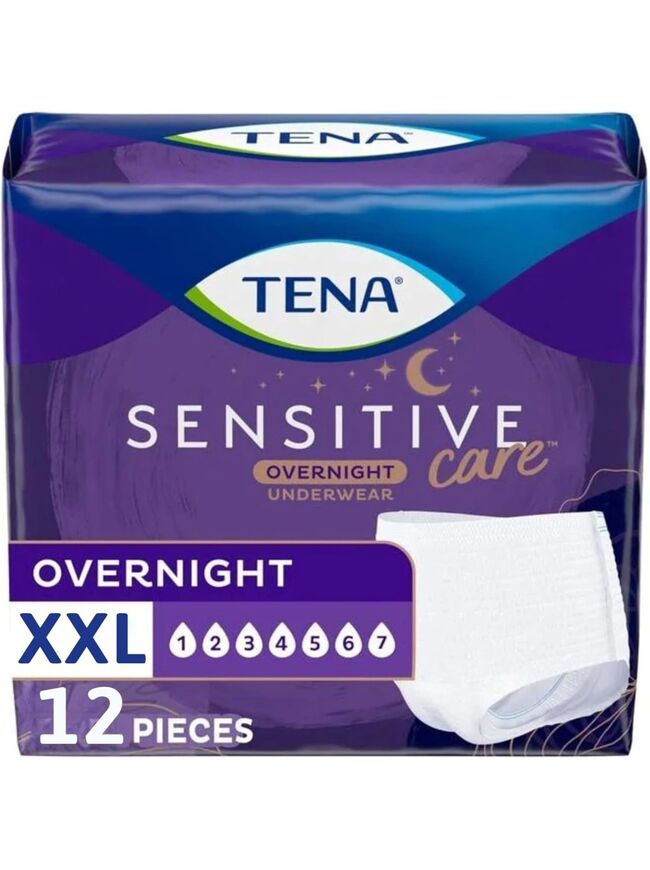 TENA Sensitive Care Overnight Incontinence Underwear for Women, XXLarge, 12 Count (New Sizing)
