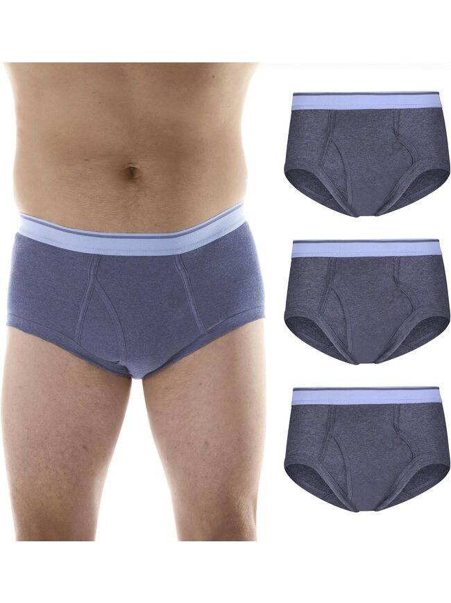 Wearever Incontinence Underwear for Men - Reusable & Washable Men's Bladder Control Briefs with Regular Absorbency - Leak Proof Underwear (Pack of 3) (Gray) (L)