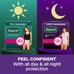 Depend Night Defense Incontinence Underwear for Women, Adult Diapers, M 15 Count