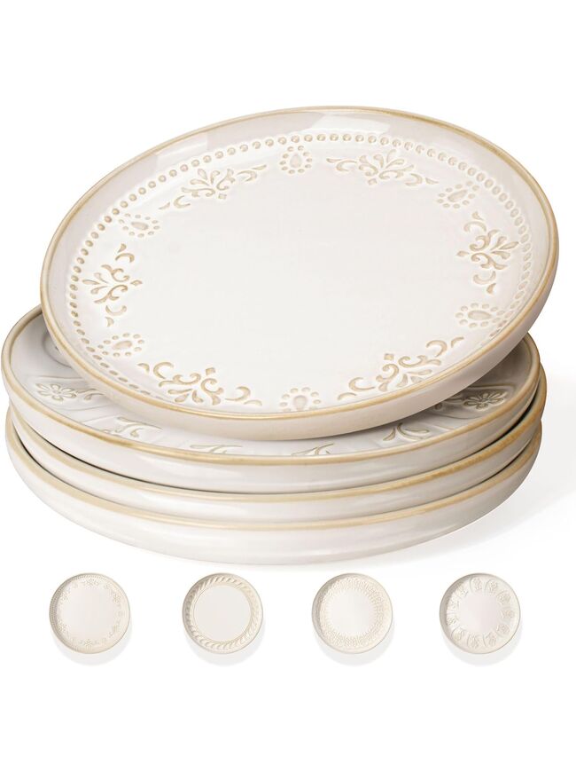 Artena Salad Plates Set of 4, 8.5in Appetizer & Dessert Plates-Multiple Patterns