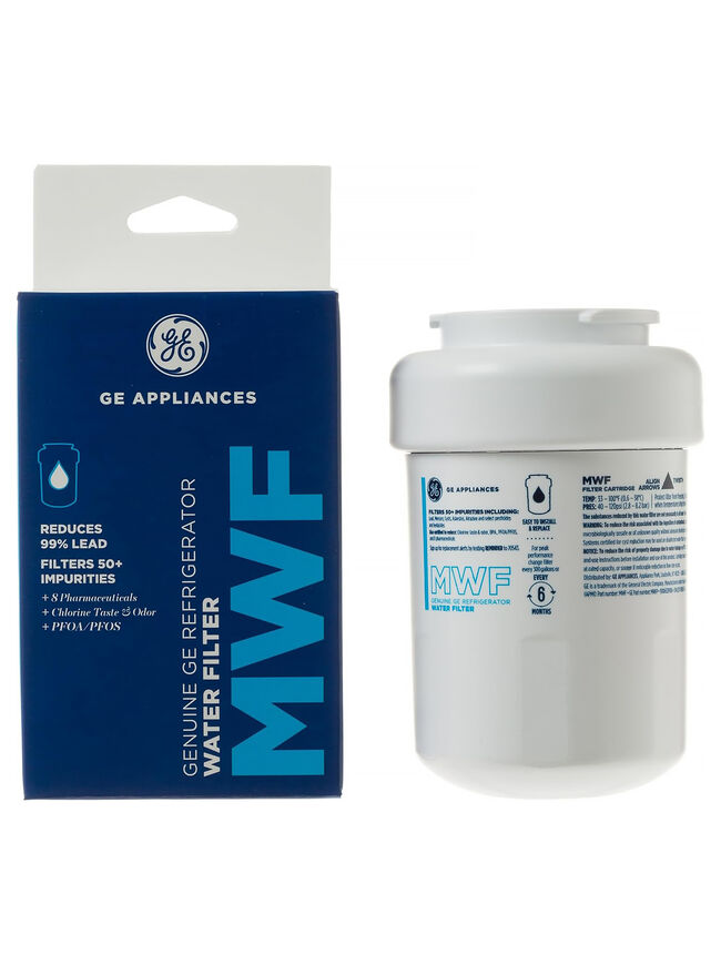GE MWF Refrigerator Water Filter, Genuine Replacement Filter, Certified to Reduce Lead, Sulfur, and 50+ Other Impurities, Replace Every 6 Months for Best Results, Pack of 1