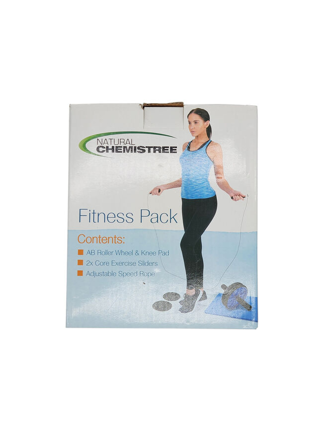 NATURAL CHEMISTREE Ab Roller, Core Sliders, and Speed Jump Rope (3-Piece Set) Workout and Exercise Bundle