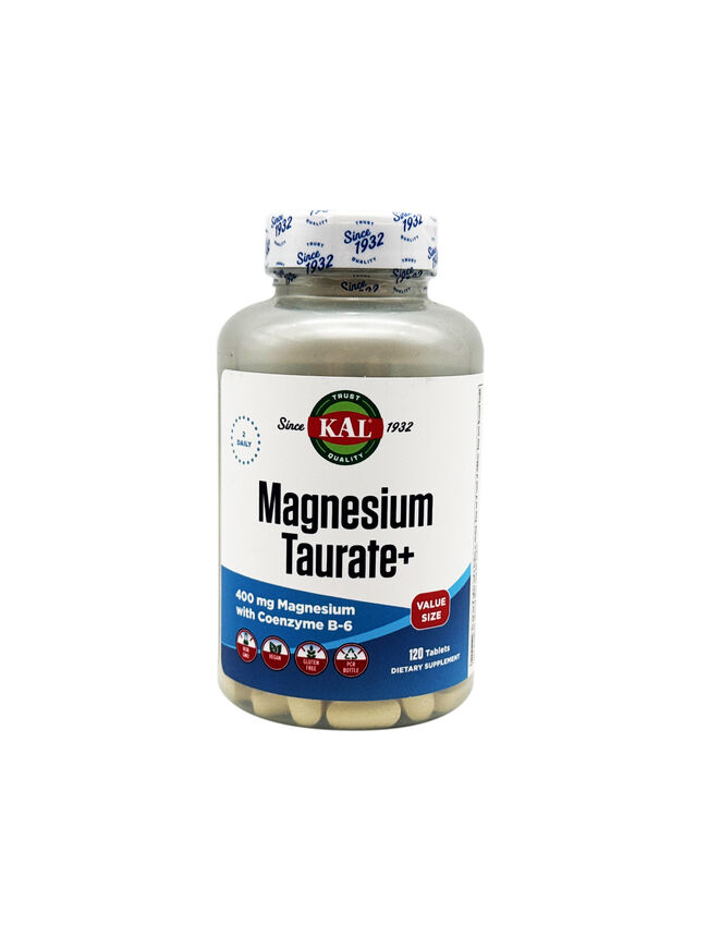 KAL Magnesium Taurate+ 400 mg with Coenzyme B-6, 120 Tablets