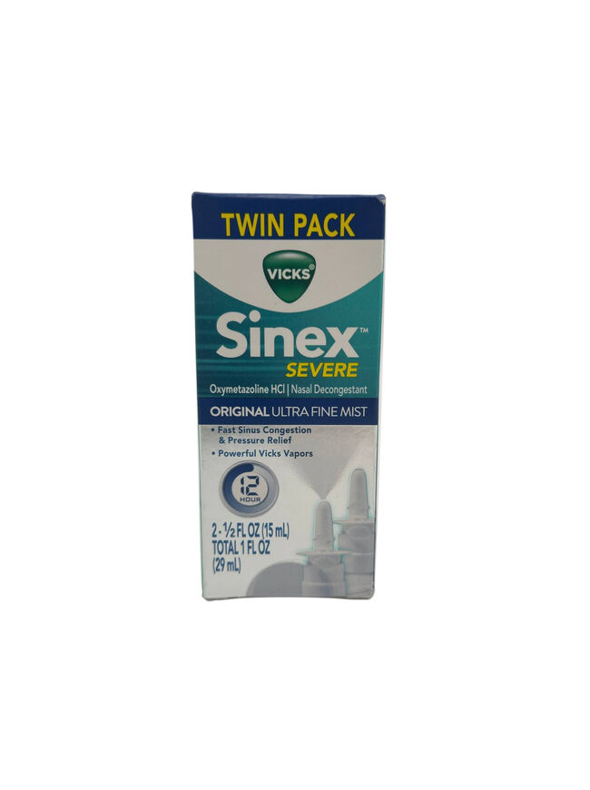 Vicks Sinex Severe Nasal Spray, Decongestant Medicine, 265 Sprays x 2